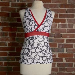 Lululemon | White/Black/Red Pattern Deep V Tank